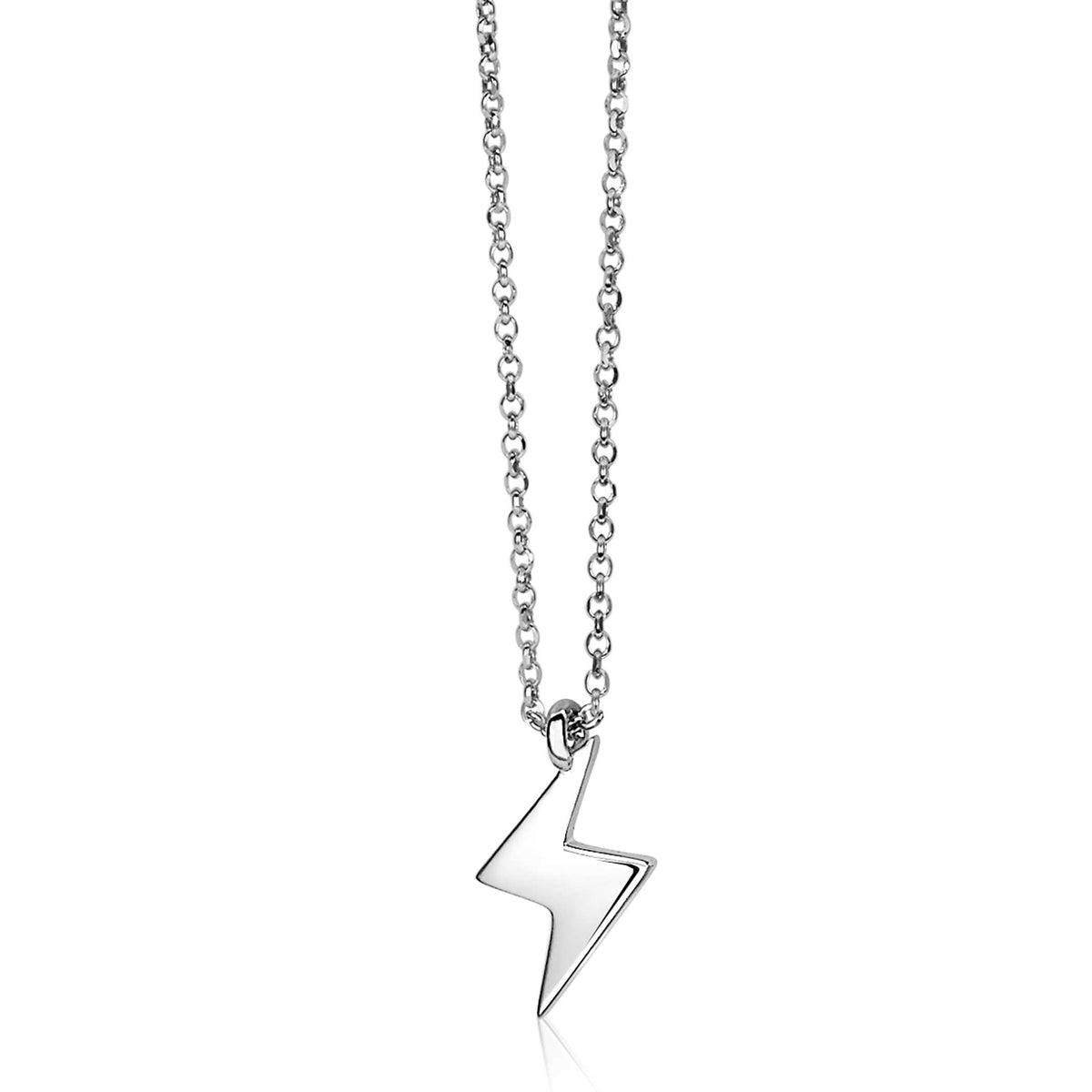 Collier en argent avec un pendentif en forme d'éclair.