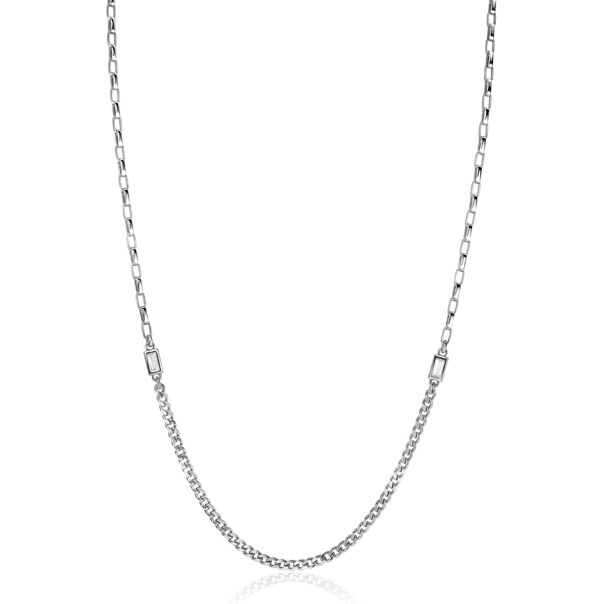 collier en argent avec maillons alternés et finition brillante