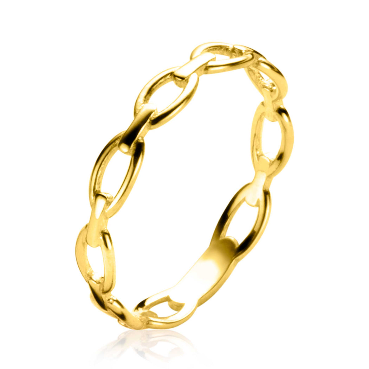 bague dorée en maillons ovales avec une finition brillante