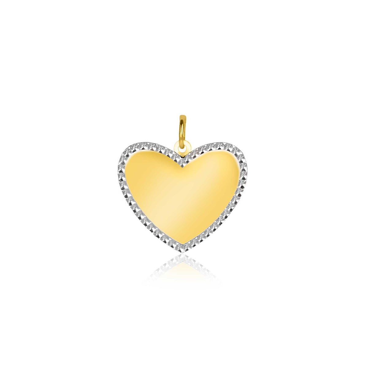 Pendentif en forme de cœur doré, entouré de zircons scintillants.