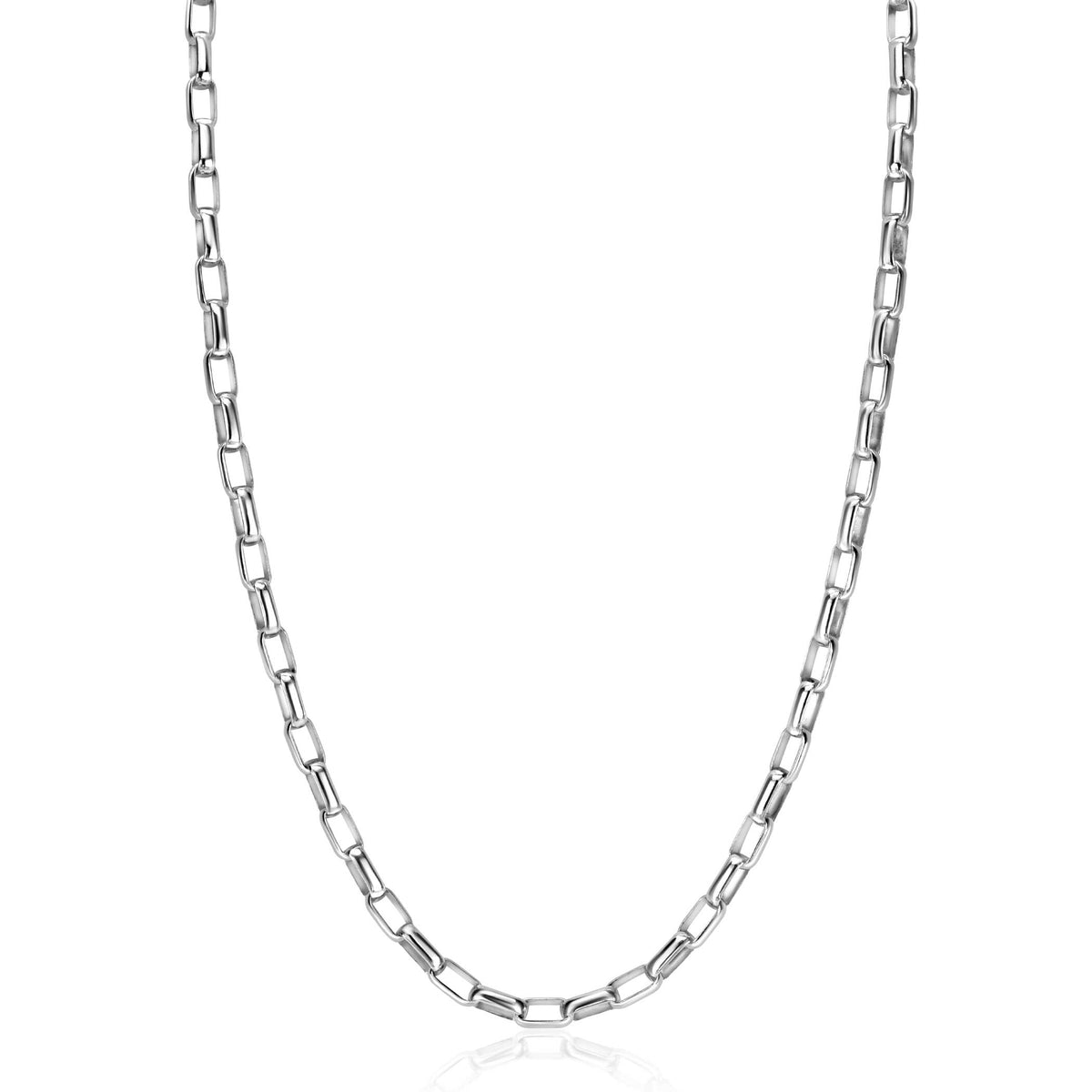 collier en argent avec maillons allongés et finition brillante