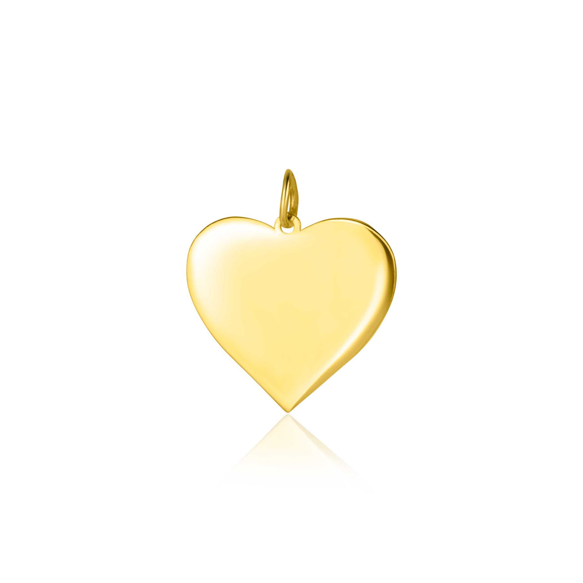pendentif en forme de cœur en or jaune brillant.