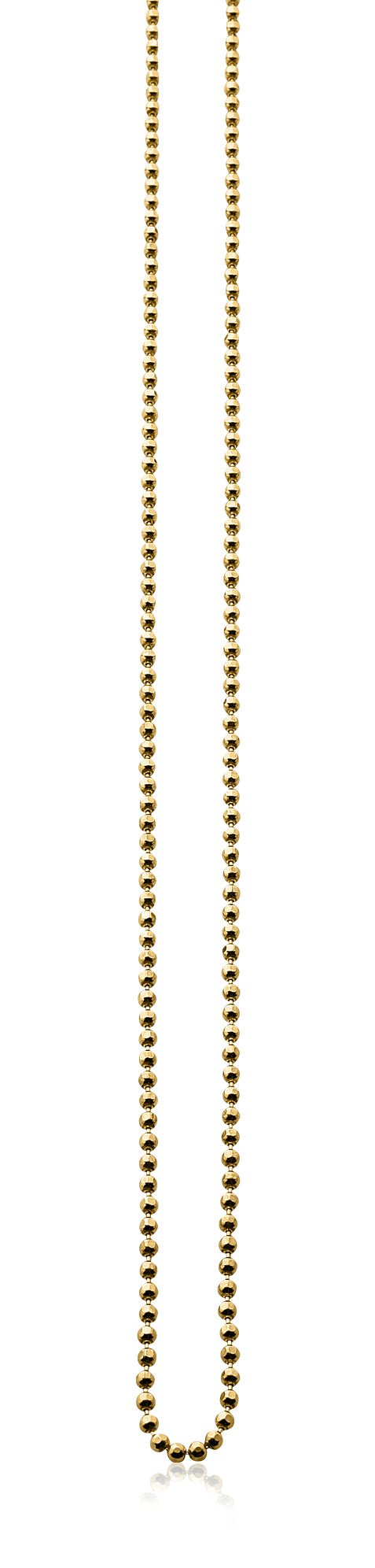 Collier en acier inoxydable doré, composé de petites billes brillantes.