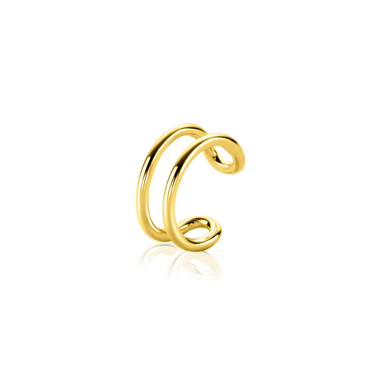 Boucles d'oreilles dorées en forme de double anneau.
