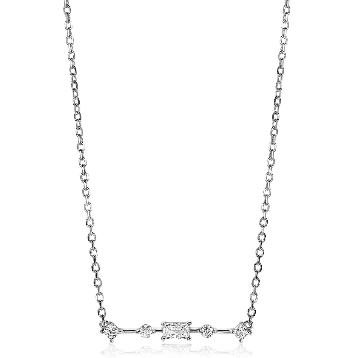 Collier en argent avec des détails en forme de pierres brillantes.