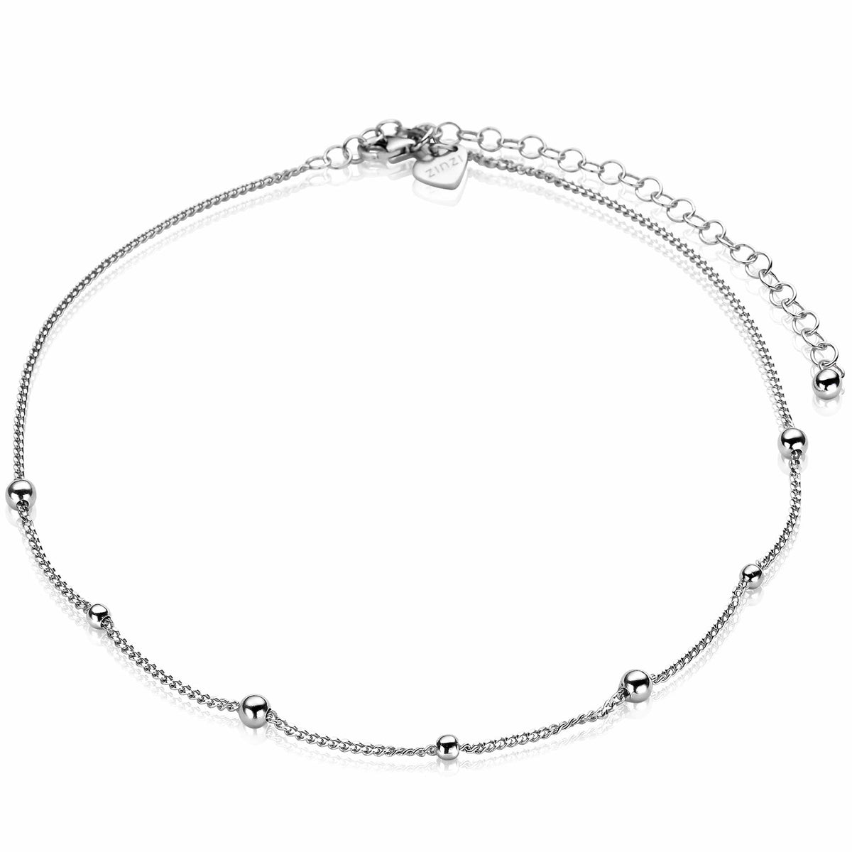 Collier en argent avec des billes décoratives, chaîne délicate et fermoir.