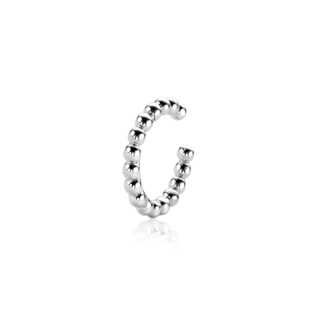 Boucle d'oreille en argent avec des perles arrondies.