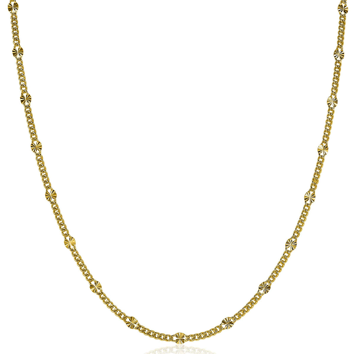 Collier doré avec des maillons et des détails en forme de perles.