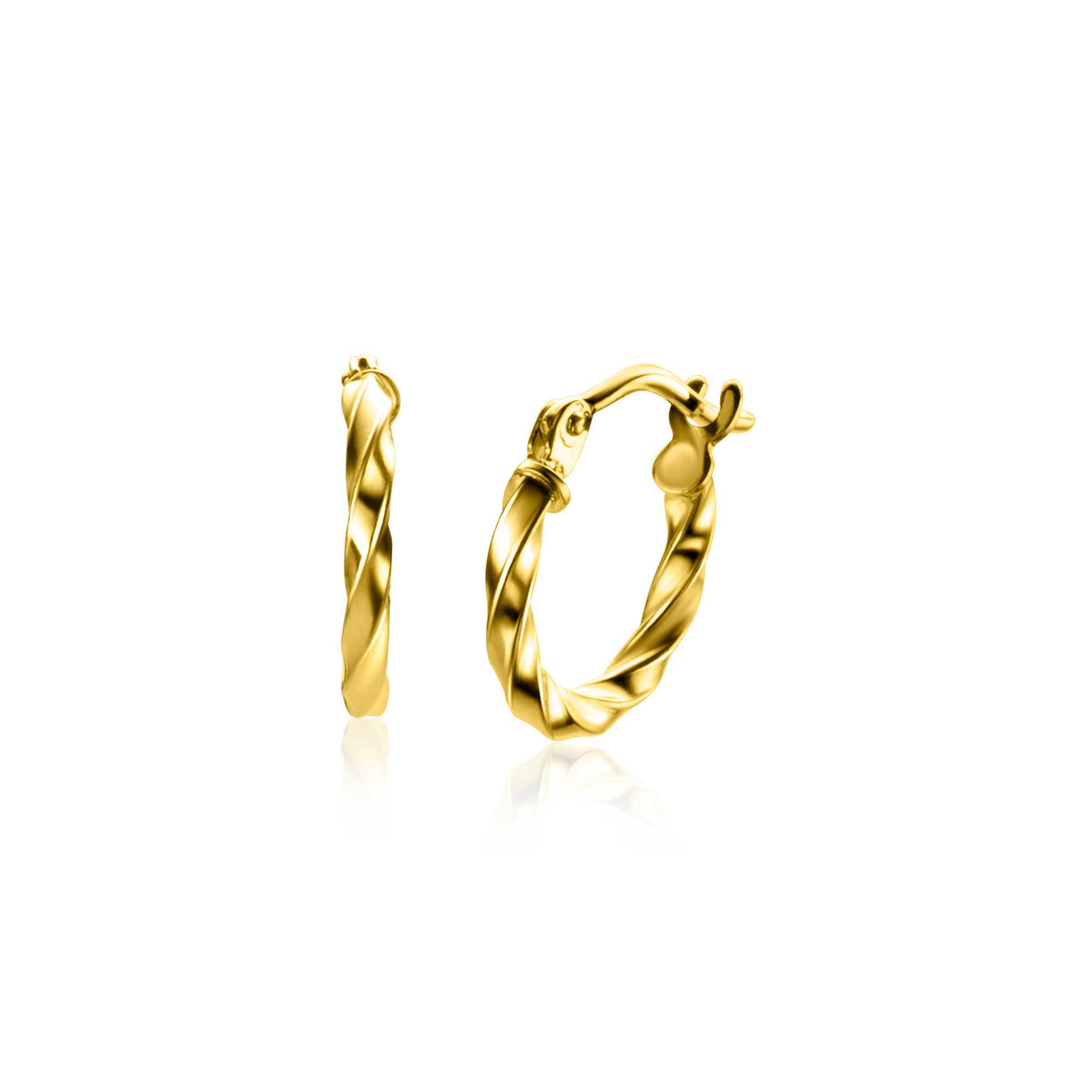 Boucles d'oreilles en or avec un design torsadé.