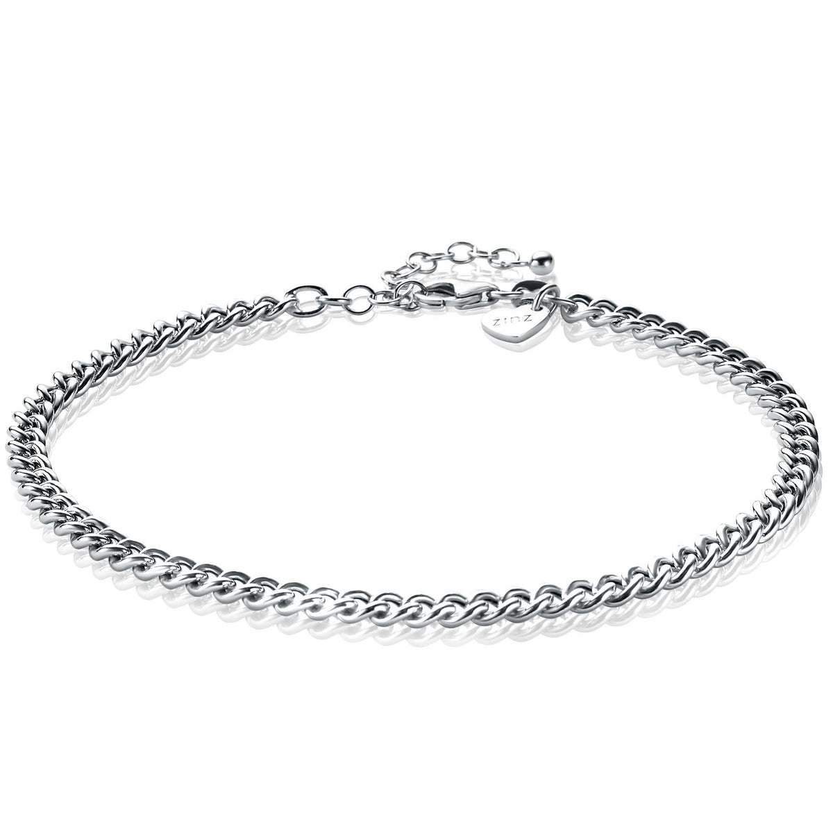 Collier en argent avec maillons en chaîne, finition brillante et fermoir en métal.
