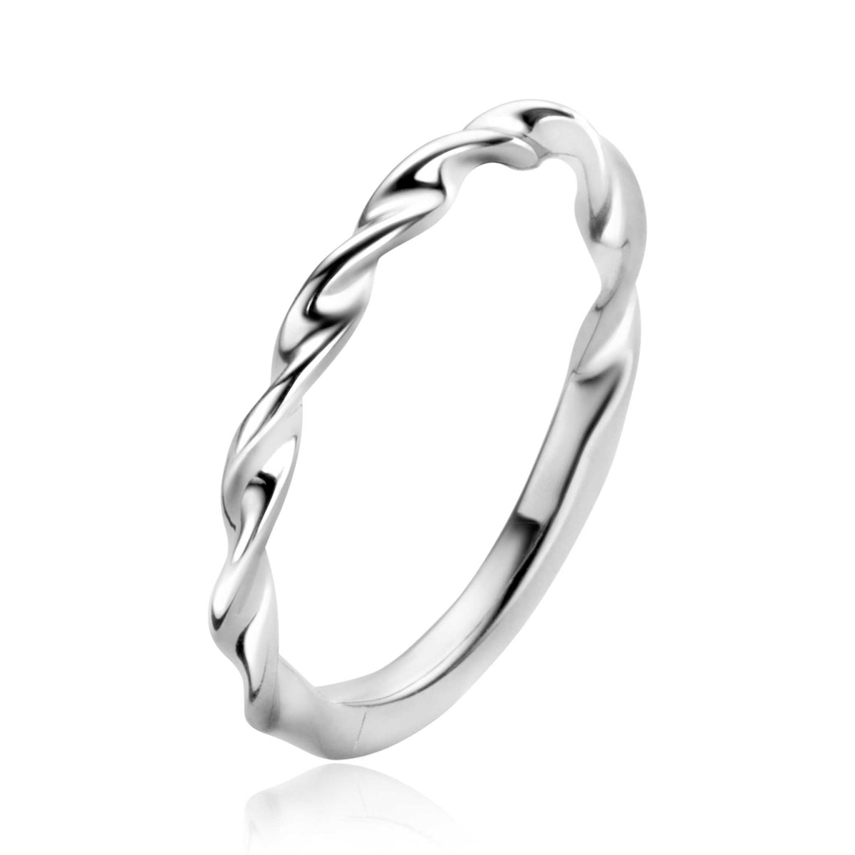 Bague en argent avec un design torsadé élégant.