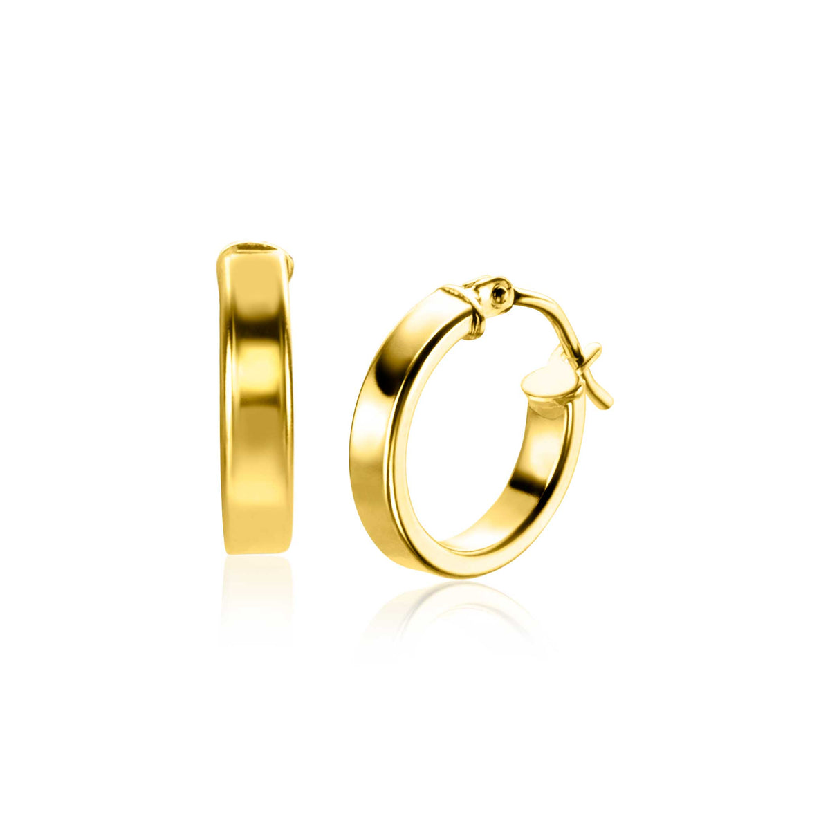 Boucles d'oreilles en or, de forme ronde et lisse, avec un fermoir à clip.
