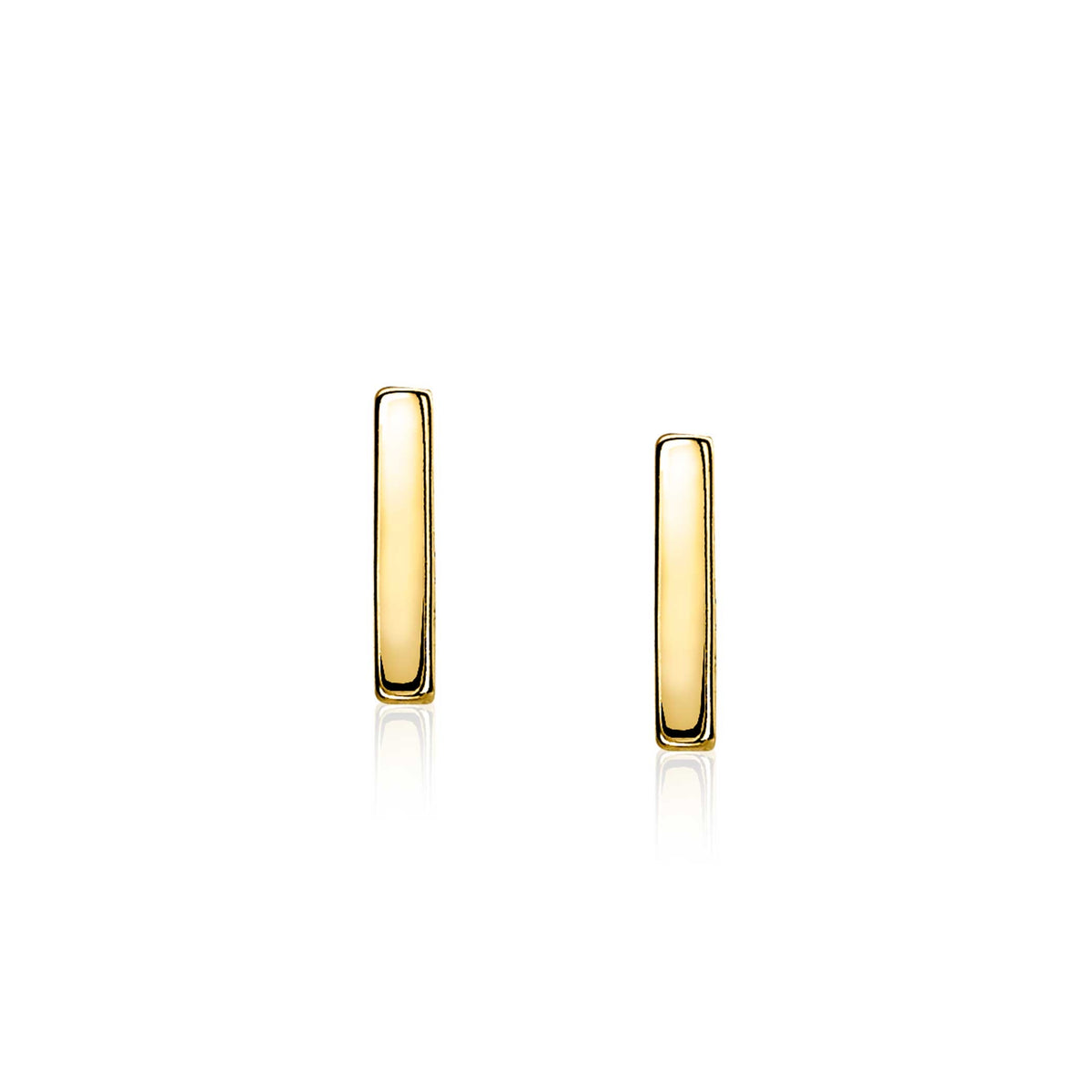 Boucles d'oreilles dorées, de forme rectangulaire et finition lisse.
