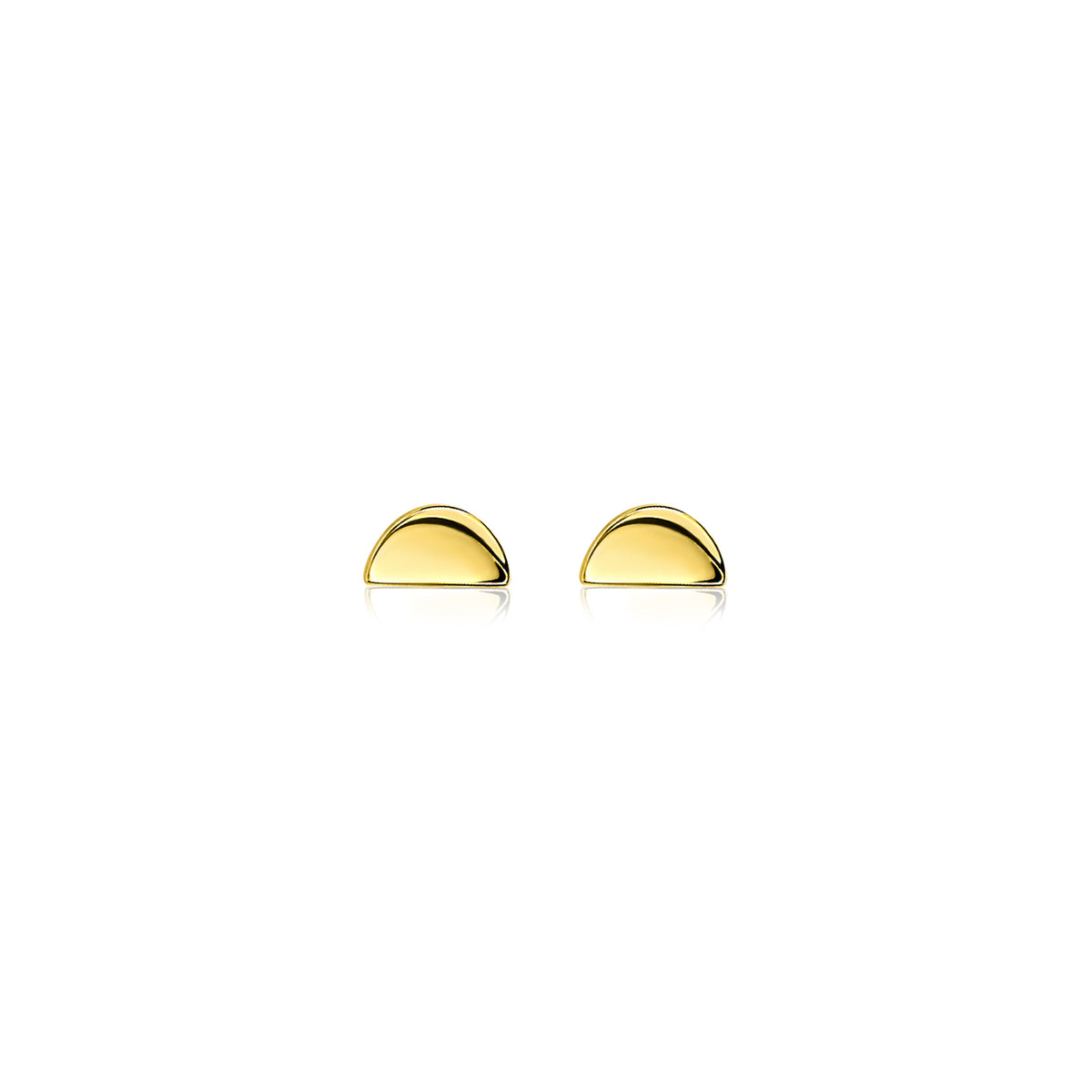 Boucles d'oreilles dorées en forme de demi-lune.
