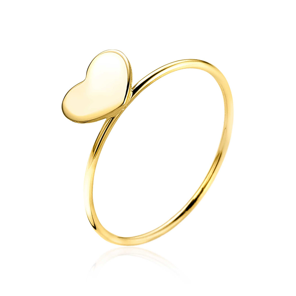 Bague dorée en forme de cœur avec un design minimaliste.