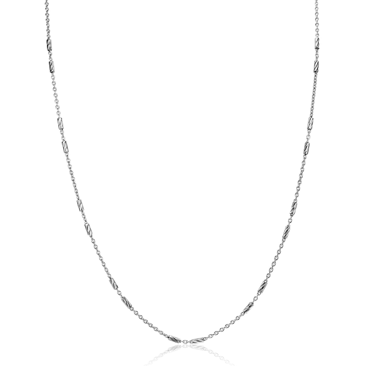 collier en argent avec maillons allongés et alternés