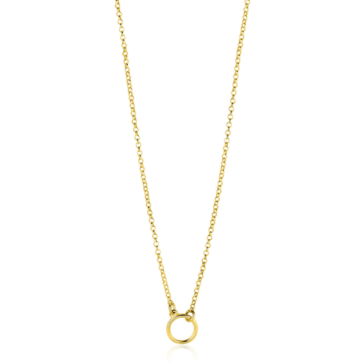 Collier doré avec un pendentif en forme de cercle.
