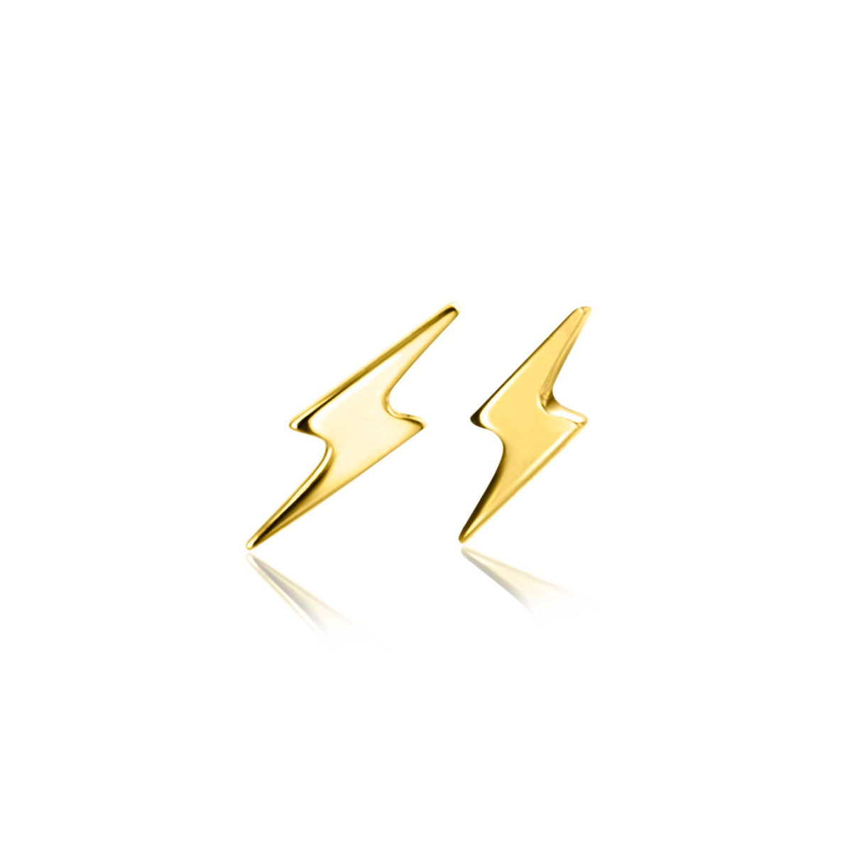 Boucles d'oreilles dorées en forme d'éclair.
