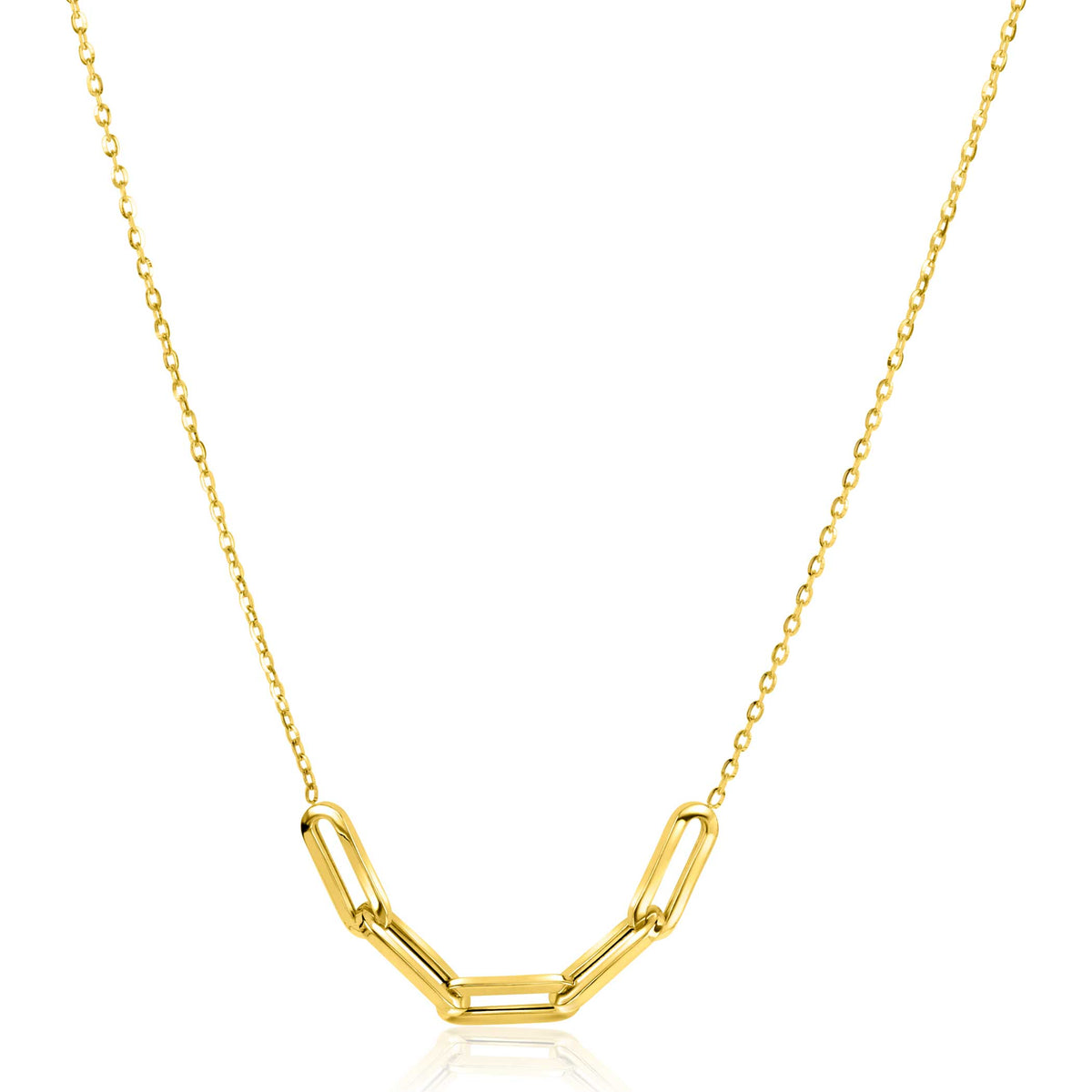 Collier en or avec maillons allongés et finition brillante.