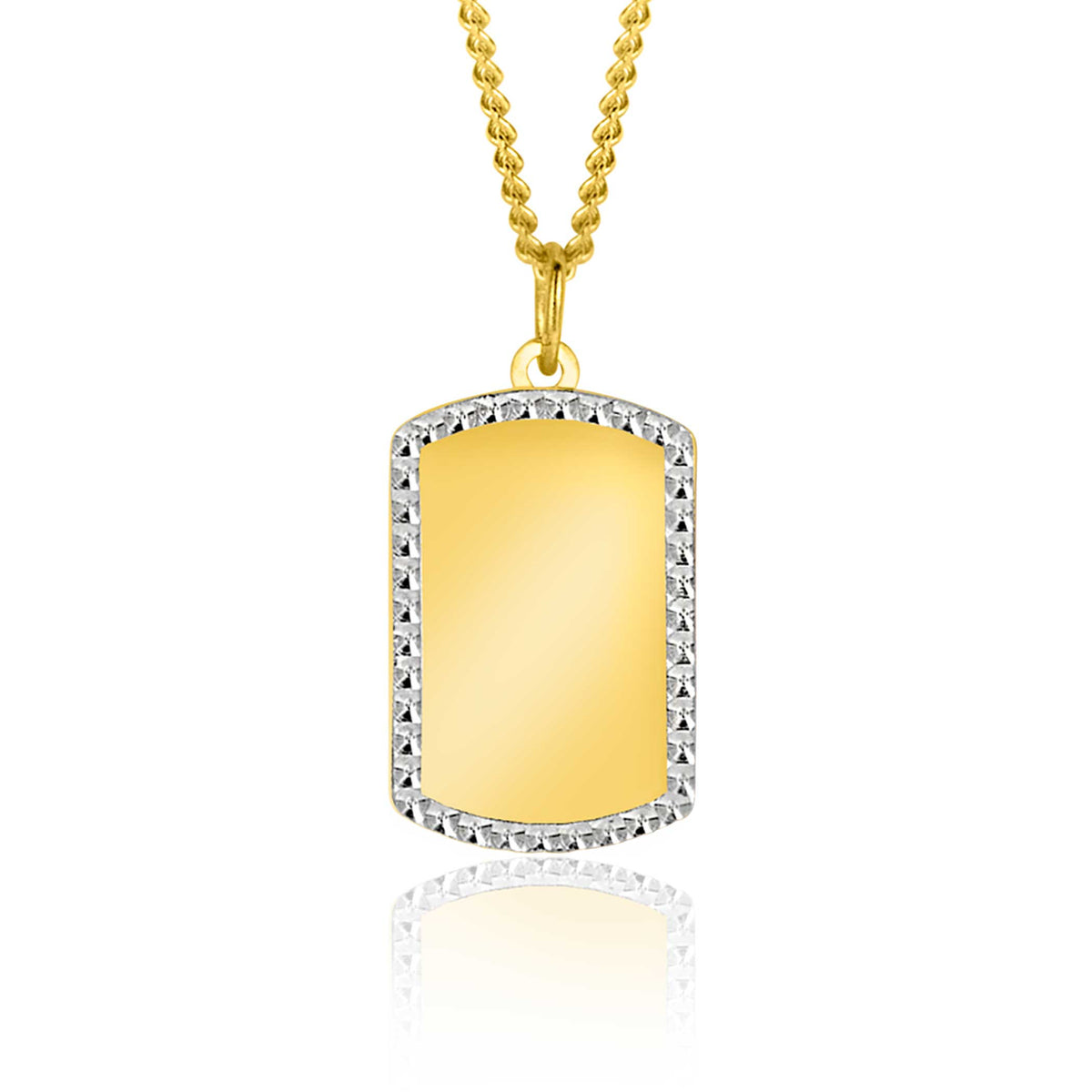 Pendentif doré avec un contour en pierres brillantes, suspendu à une chaîne en billes.