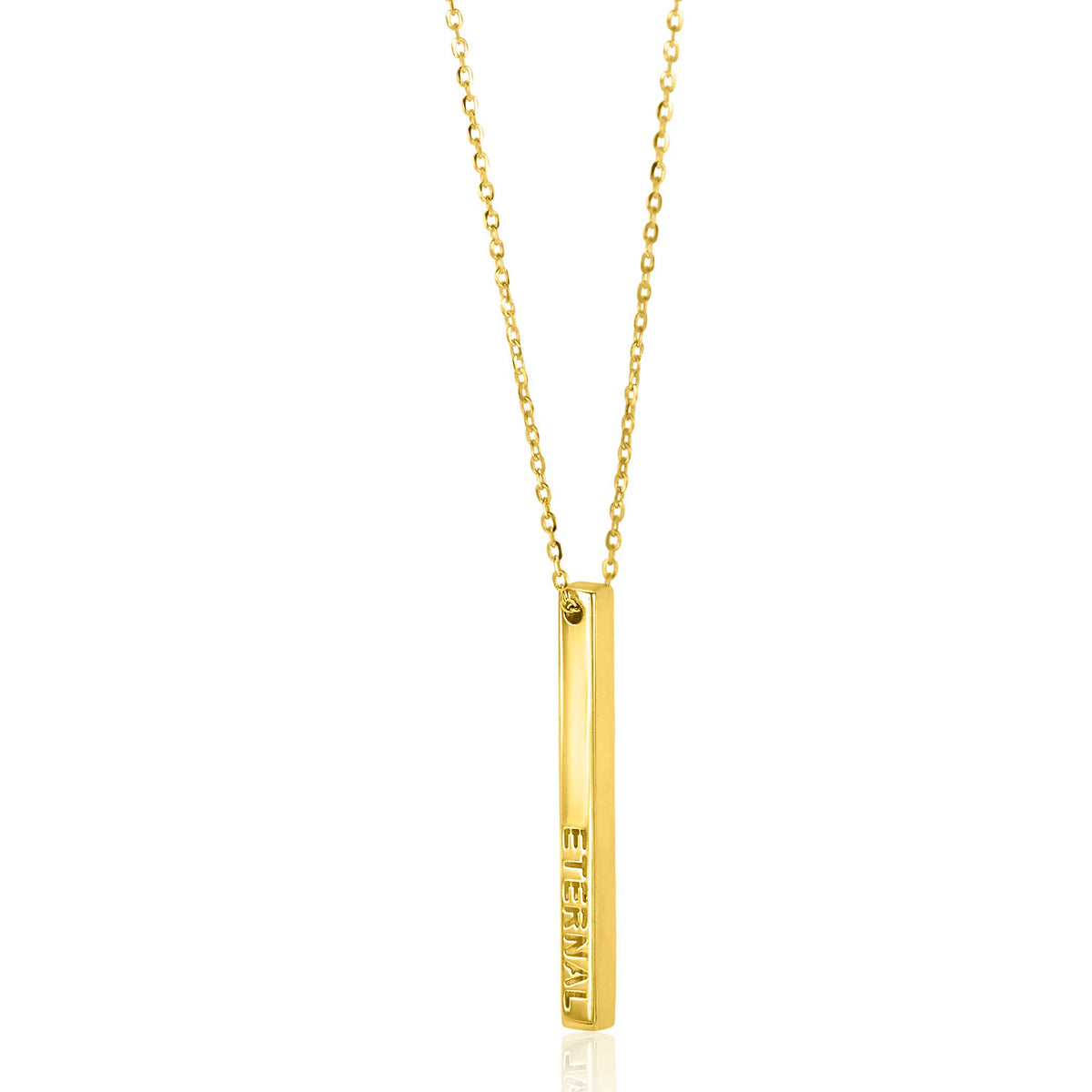Collier en or avec un pendentif rectangulaire gravé "ÉTERNITÉ".