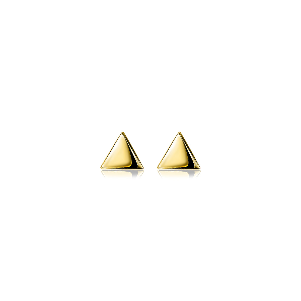 Boucles d'oreilles dorées en forme de triangle.