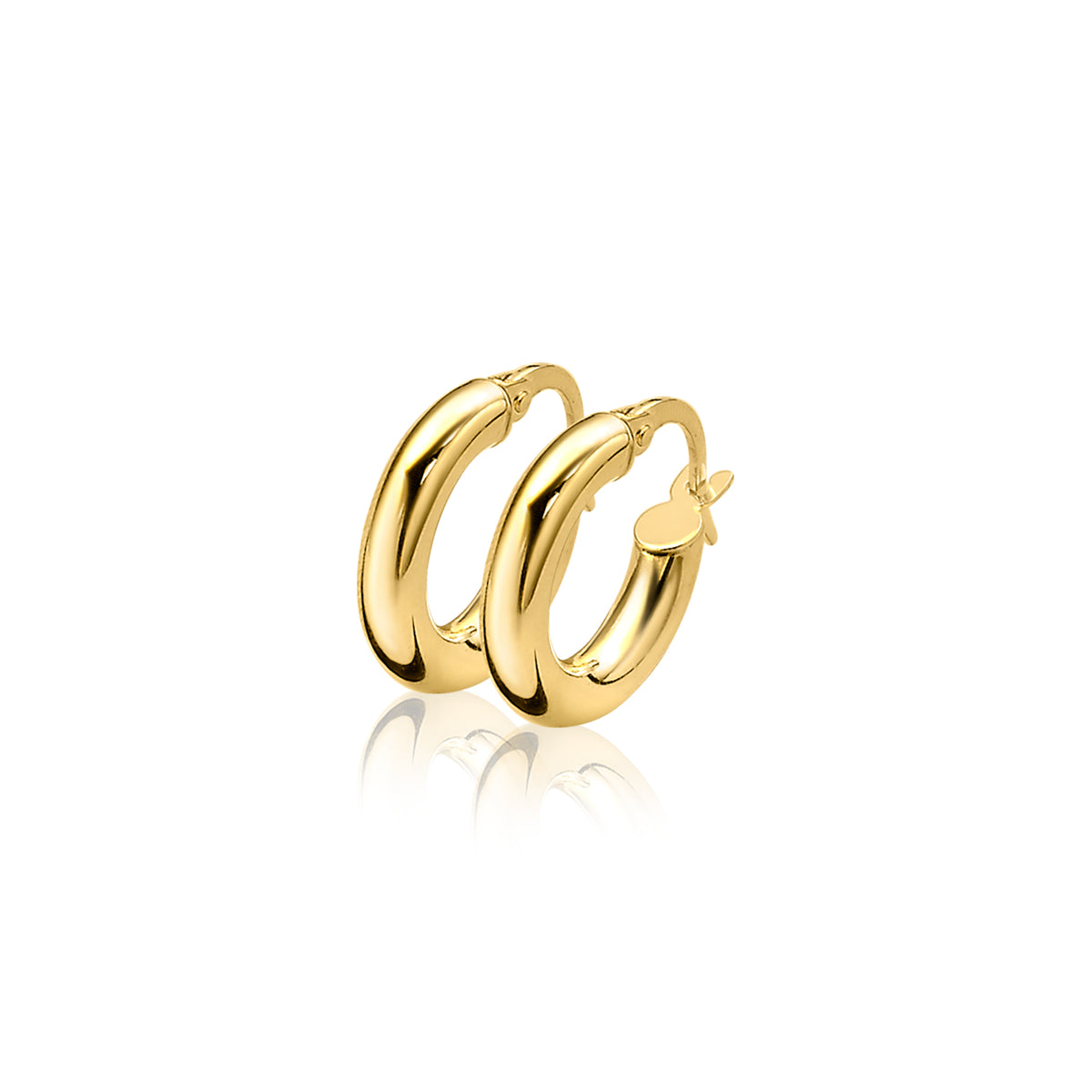 Boucles d'oreilles en or, forme ronde, finition lisse et brillante.