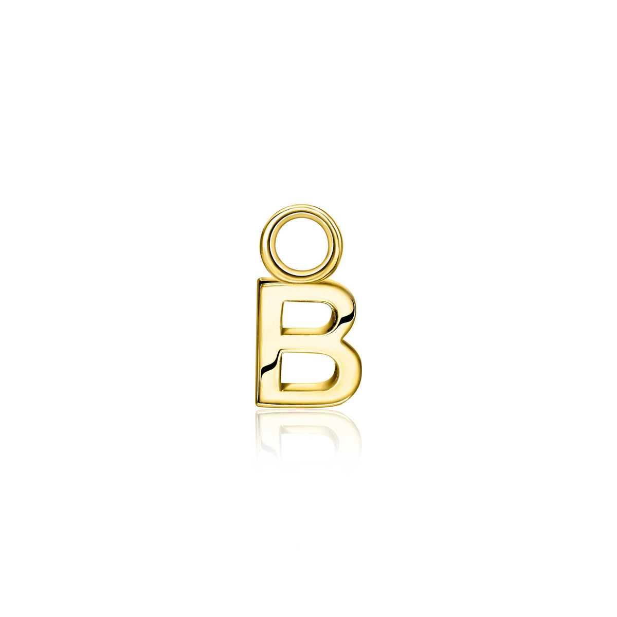 Boucles d'oreilles en métal doré avec un pendentif en forme de lettre B.