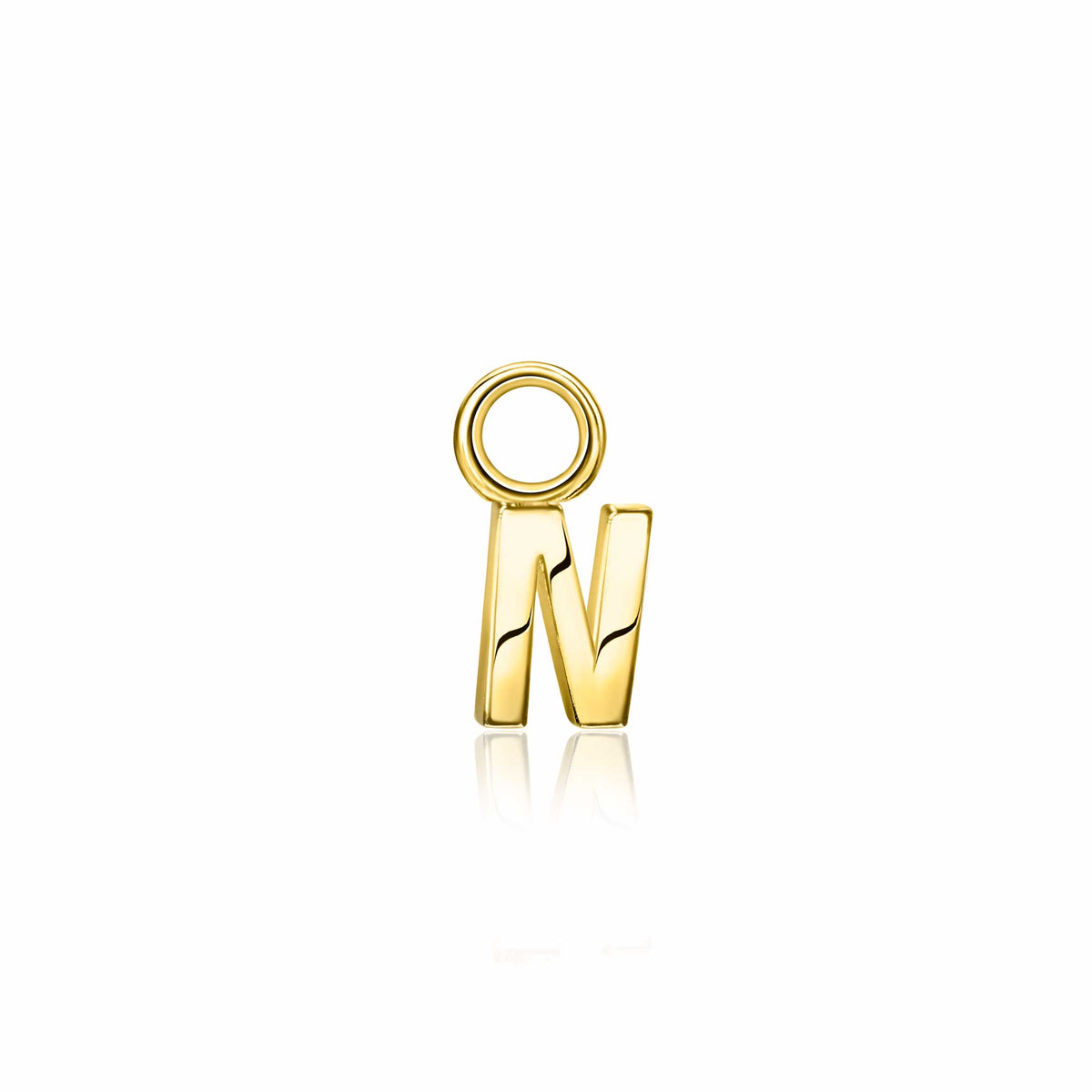 Boucles d'oreilles en plaqué or avec une forme stylisée de la lettre N.