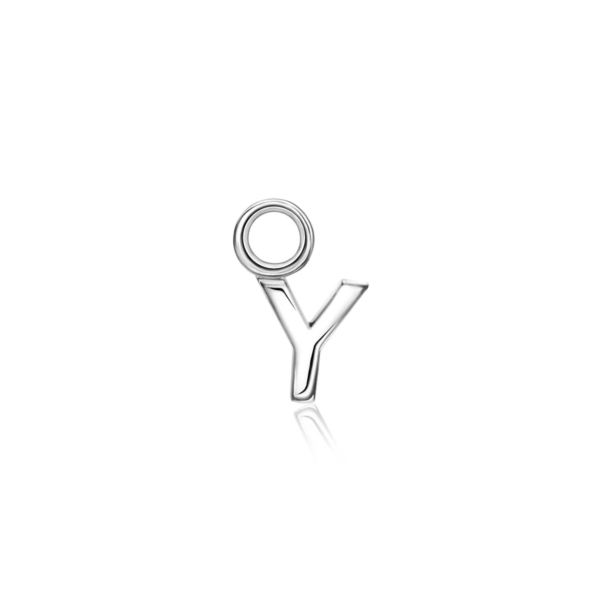 Boucles d'oreilles en argent en forme de lettre Y avec un cercle.
