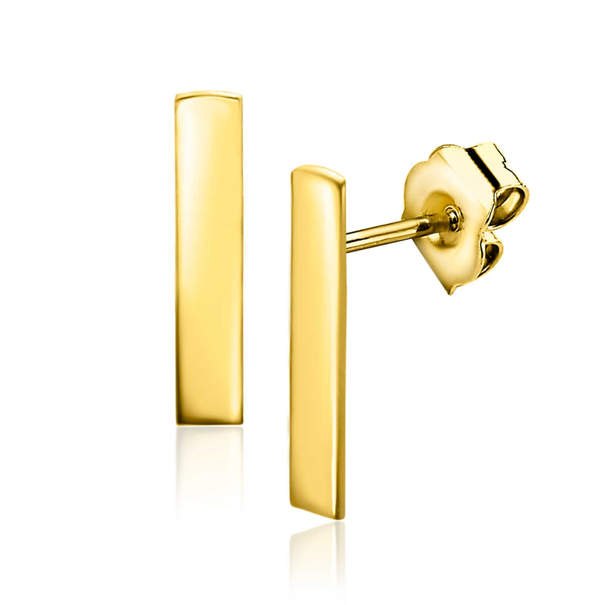 Boucles d'oreilles en or avec une forme rectangulaire et finition lisse.