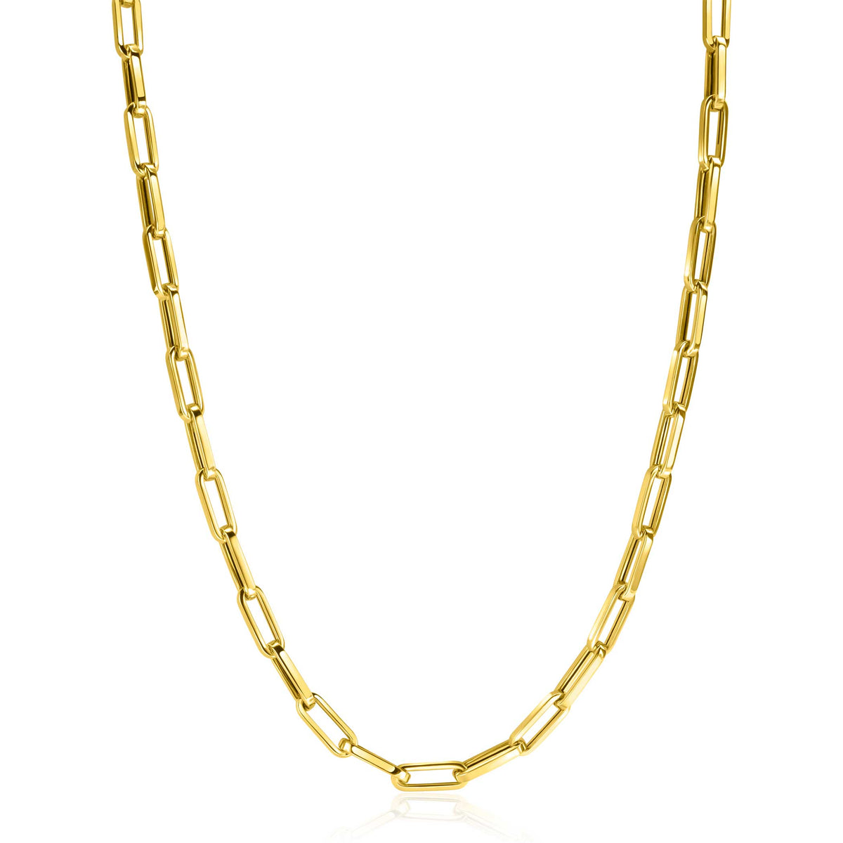 Collier en or avec maillons allongés et finition brillante.