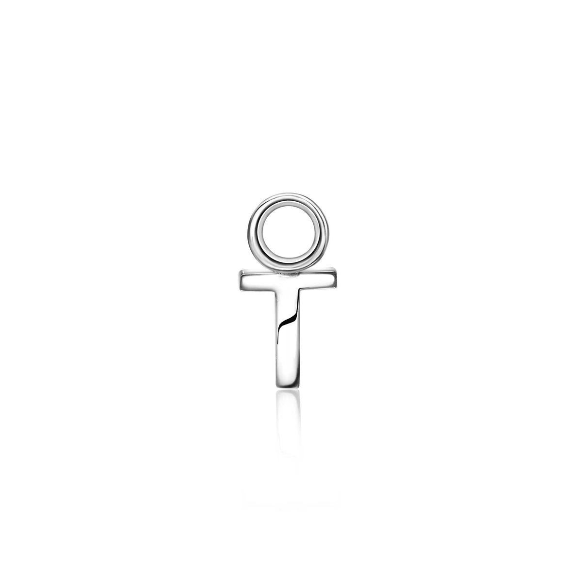 Boucles d'oreilles en argent, en forme de symbole féminin, finition lisse et brillante.