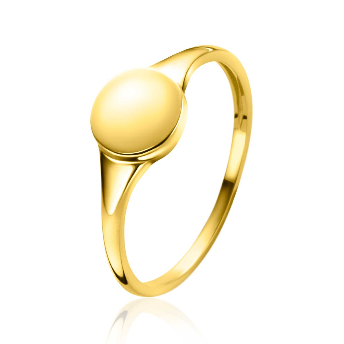 Bague en or avec un design lisse et arrondi, dotée d'un cabochon central.