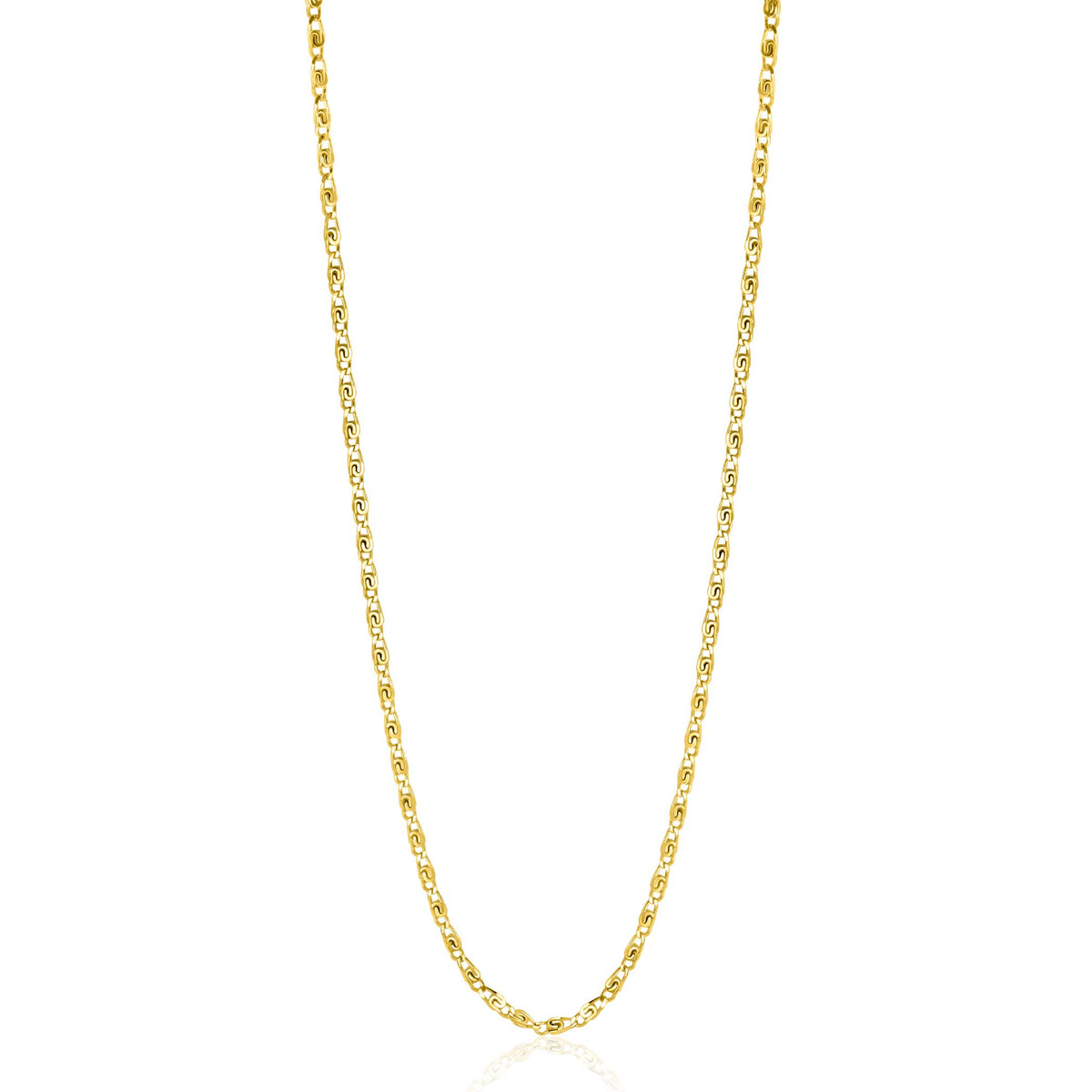 collier doré en maillons fins, finition brillante, longueur moyenne