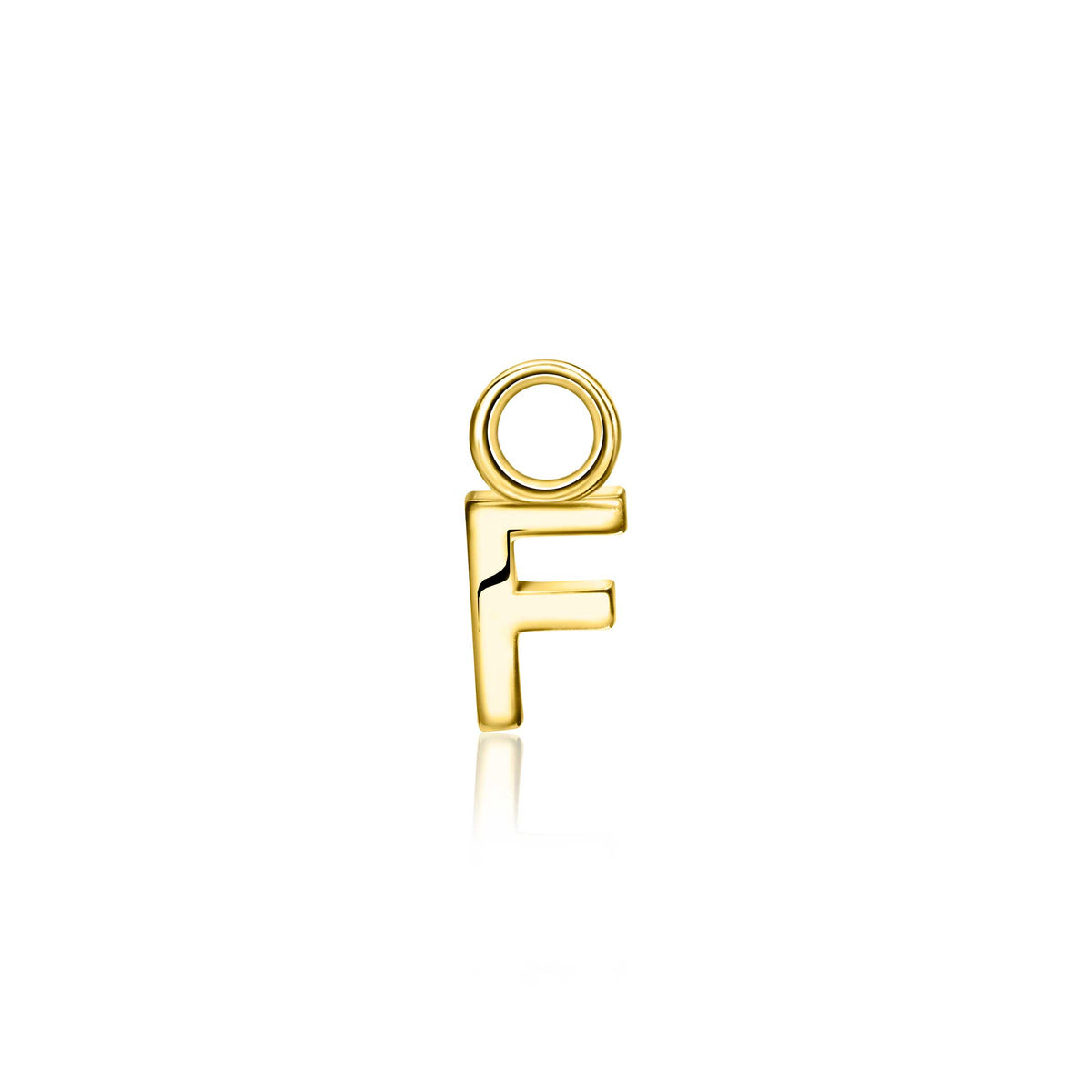 Boucle d'oreille dorée en forme de lettre avec un design moderne et épuré.