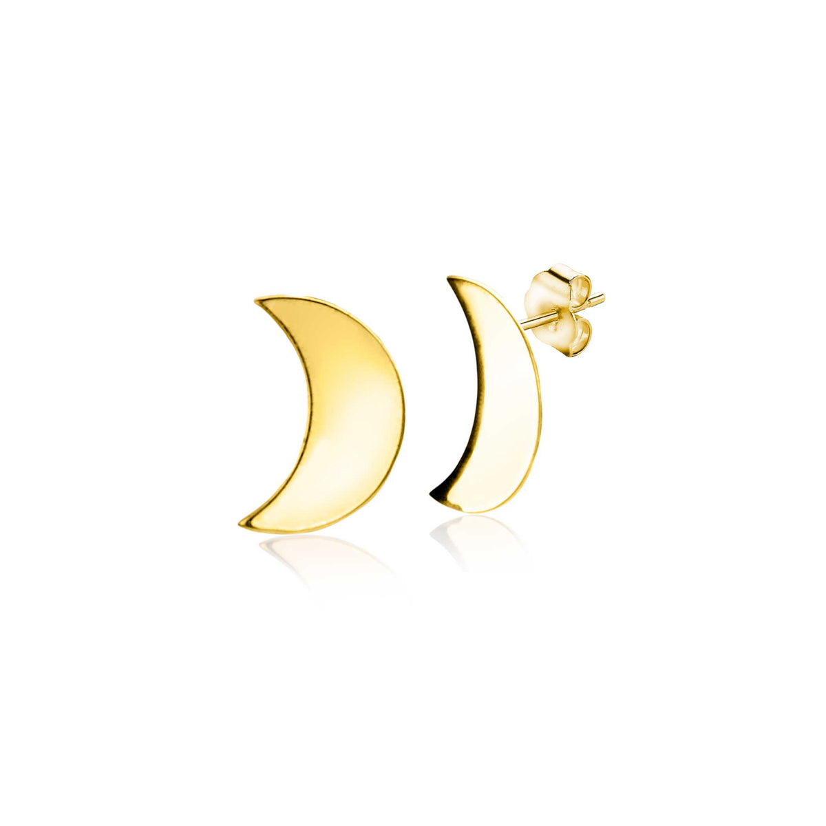 Boucles d'oreilles en or en forme de croissant.