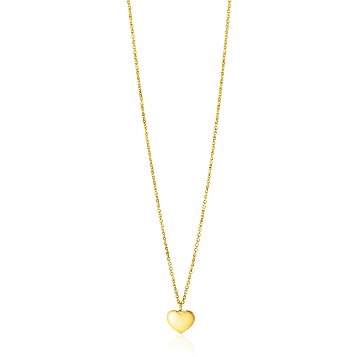 Collier doré avec un pendentif en forme de cœur.