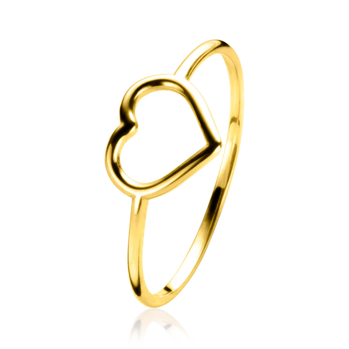 Bague en or avec un motif en forme de cœur ouvert.