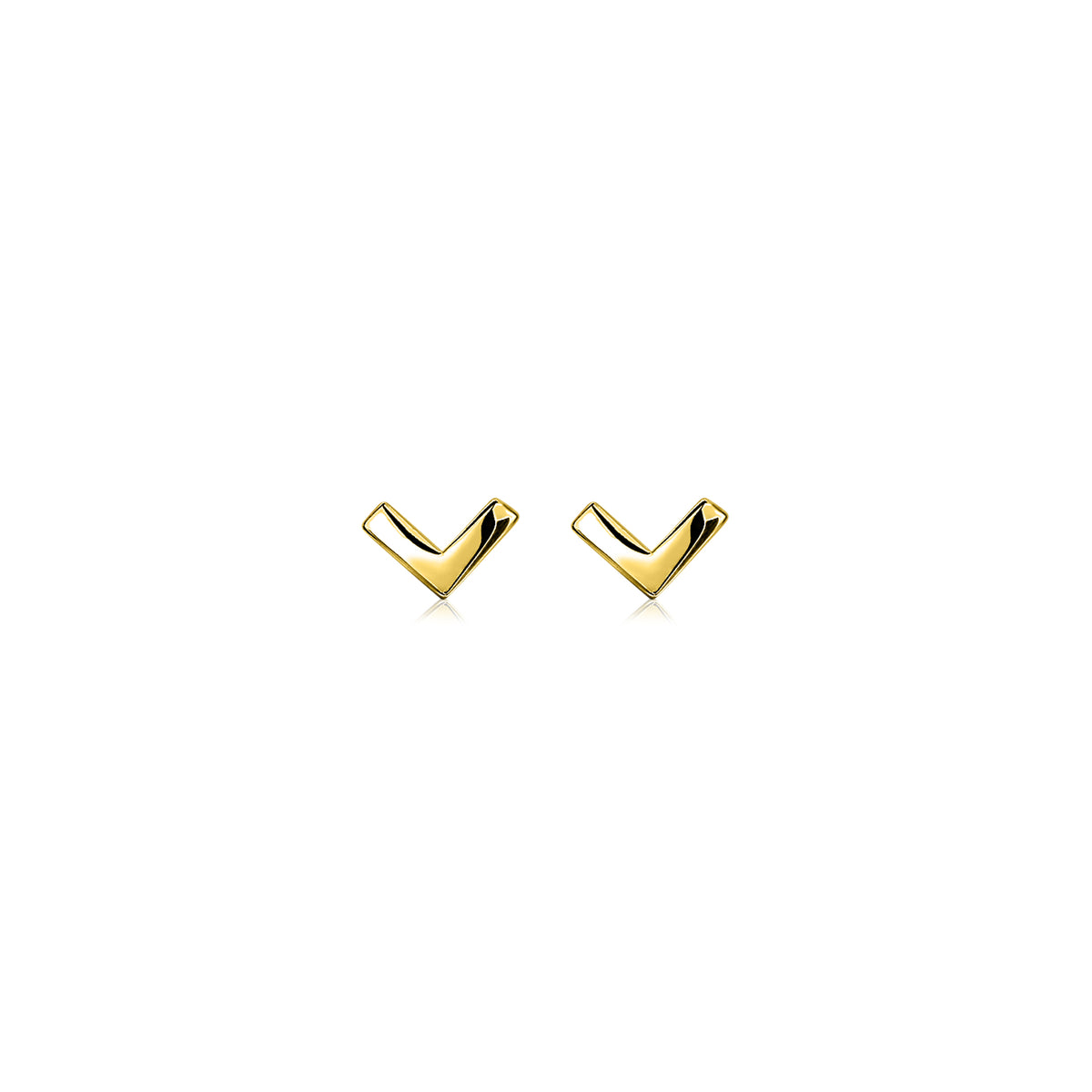 Boucles d'oreilles dorées en forme de V.