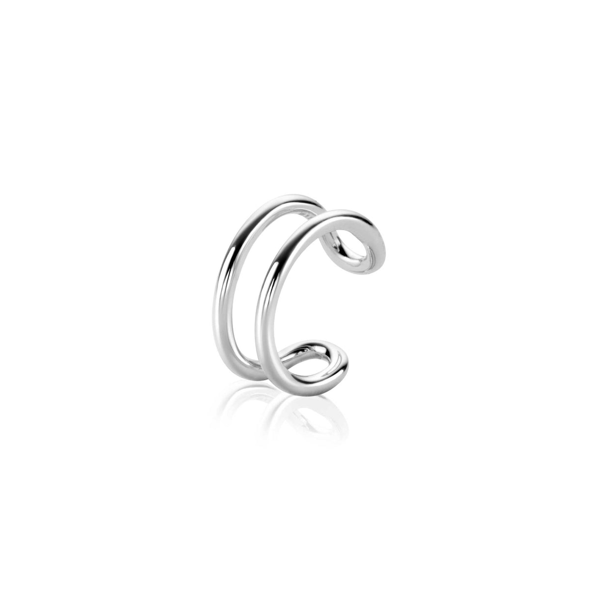 Boucles d'oreilles en argent avec un design en double boucle.