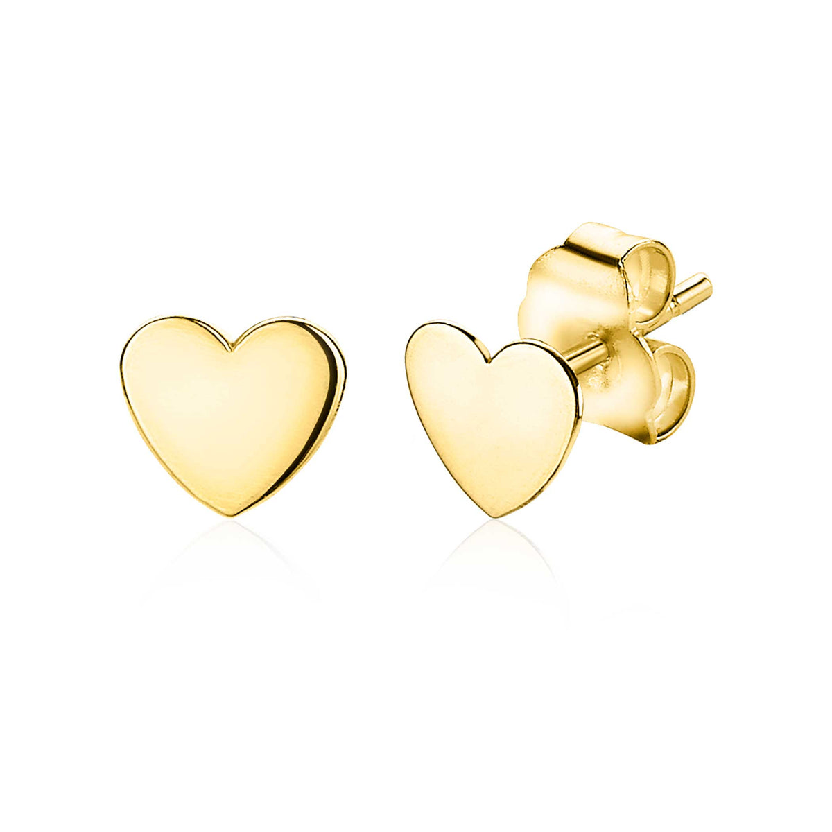 Boucles d'oreilles en forme de cœur en or, finition brillante.