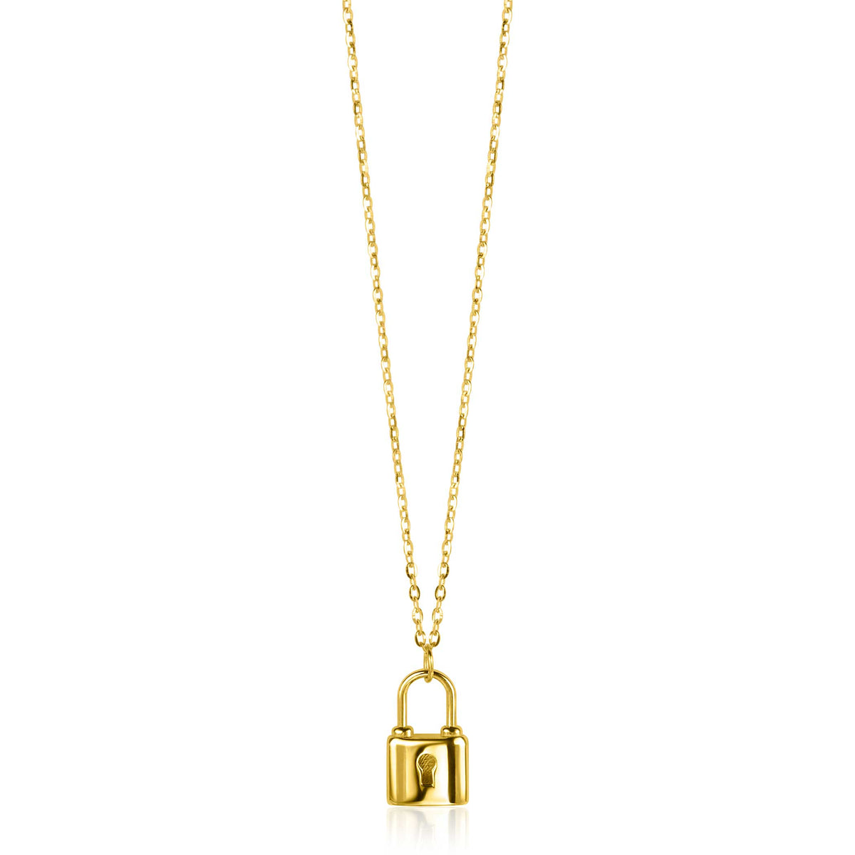 Collier en or avec un pendentif en forme de cadenas.