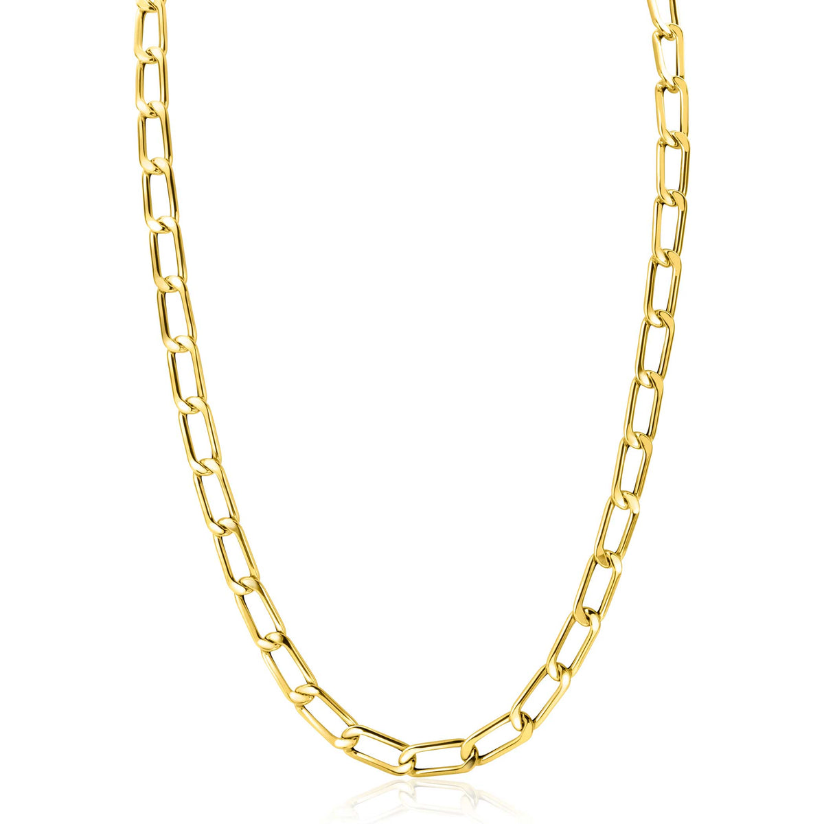 collier en or avec maillons allongés et finition brillante