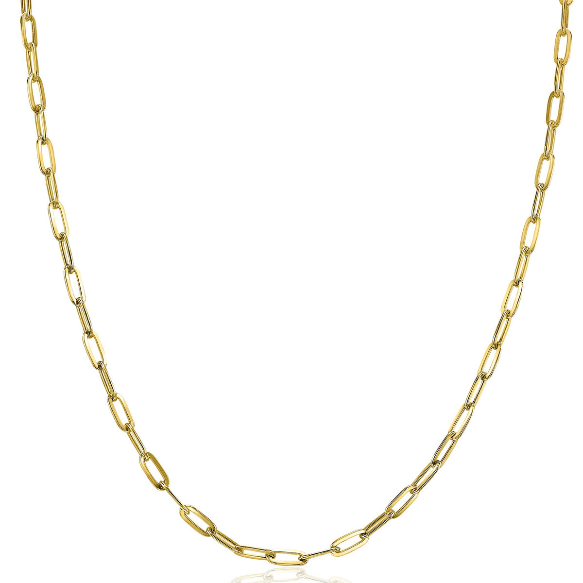 Collier doré en maillons allongés avec une finition brillante.