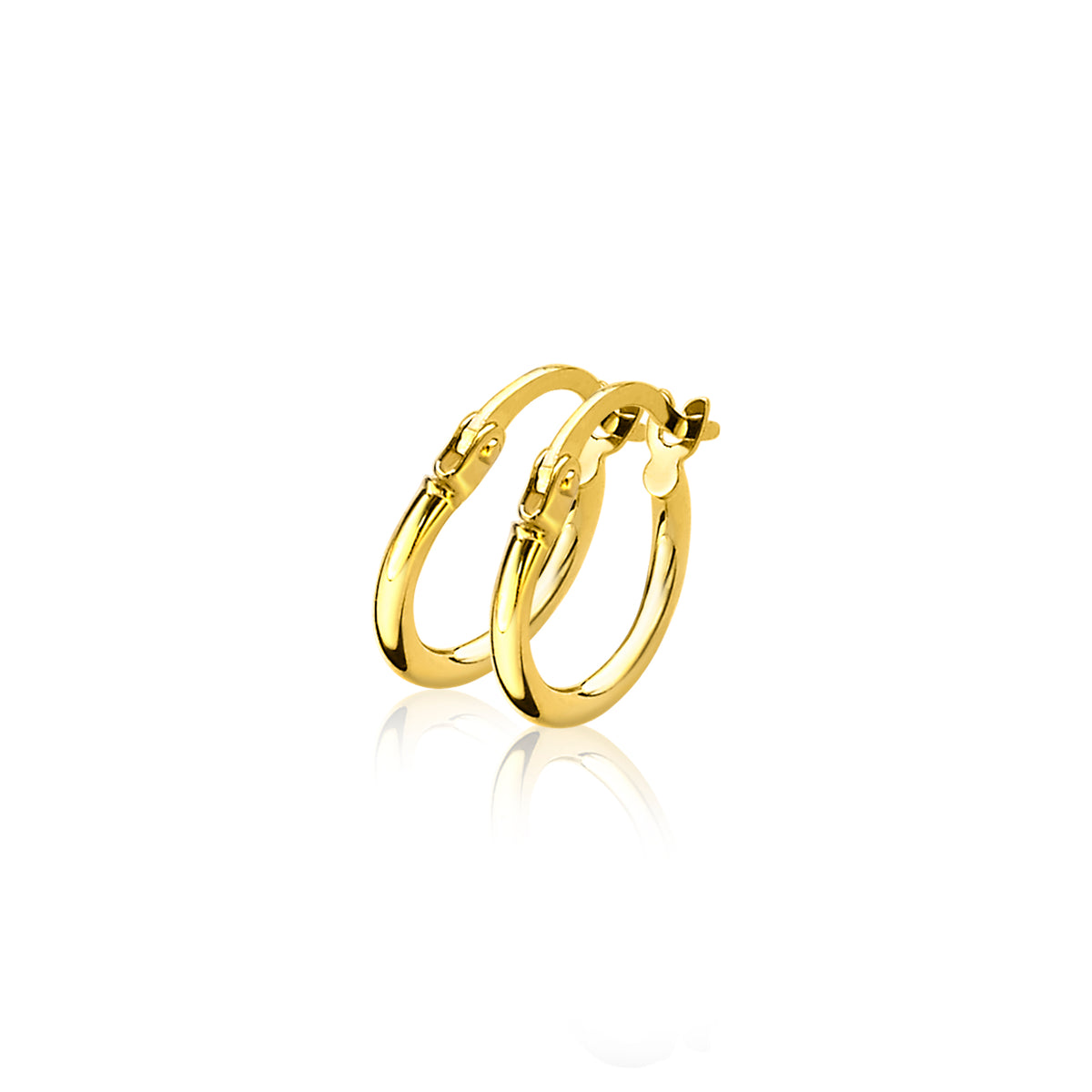 Boucles d'oreilles en or, de forme ronde et lisse, avec un fermoir sécurisé.