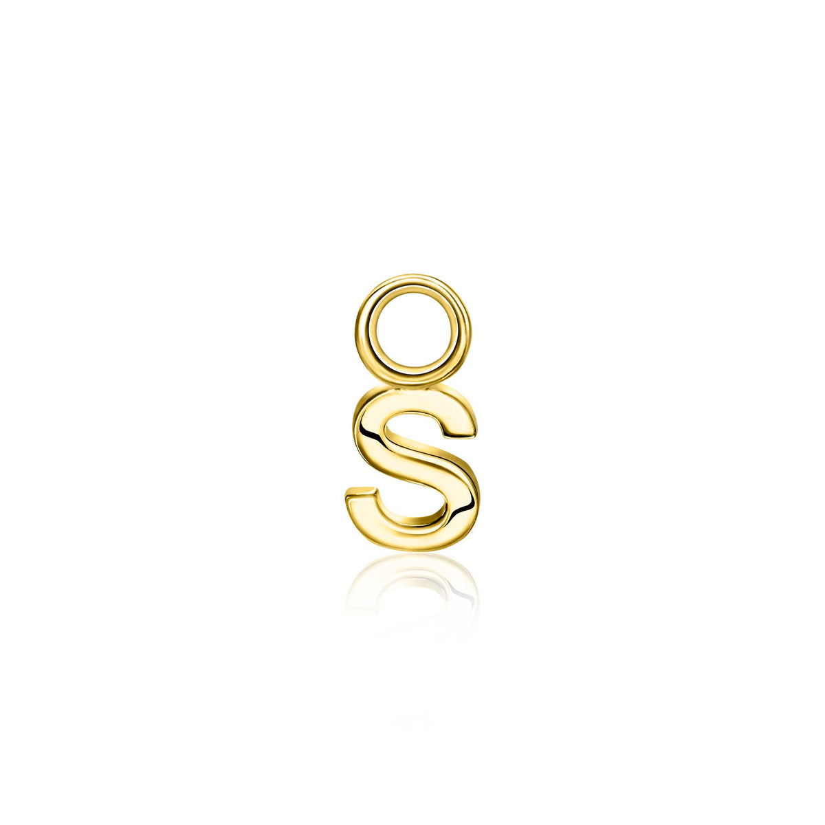 Boucles d'oreilles dorées en forme de lettre S avec un design moderne et épuré.