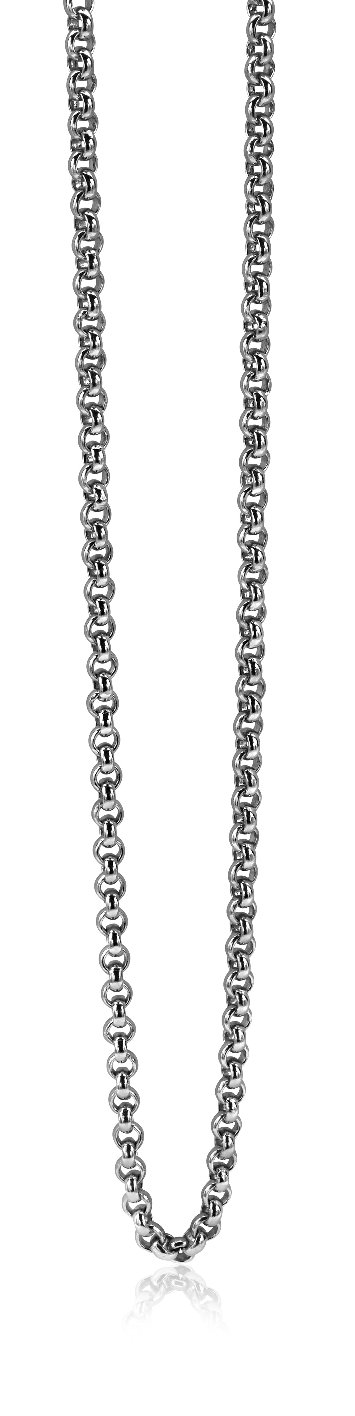 collier en argent avec maillons ronds et lisses, finition brillante