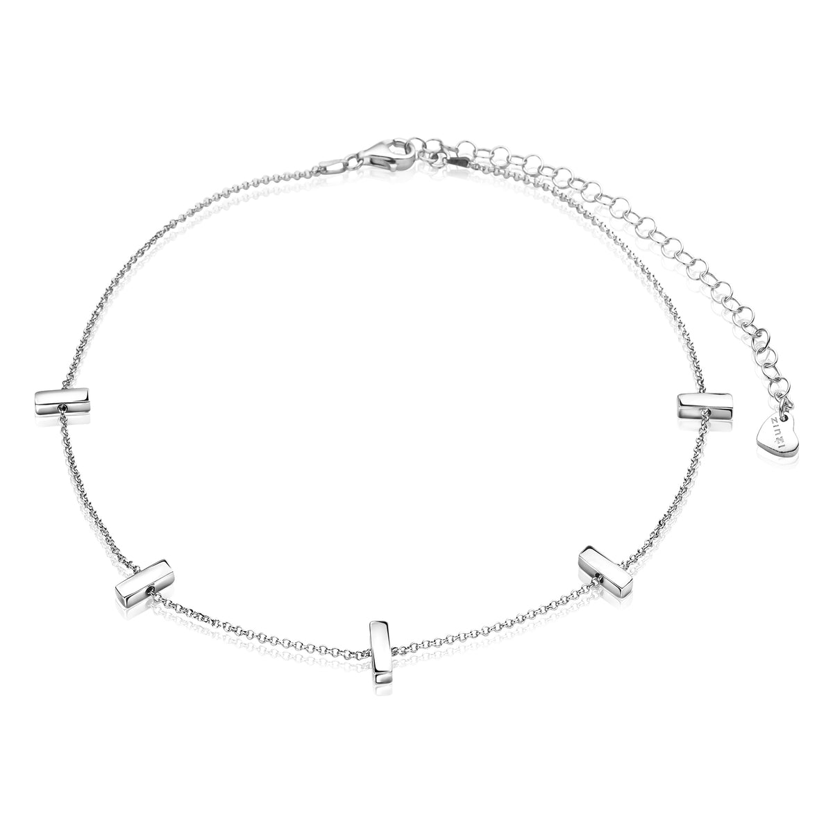 Collier en argent avec des éléments en forme de barre, finition brillante.