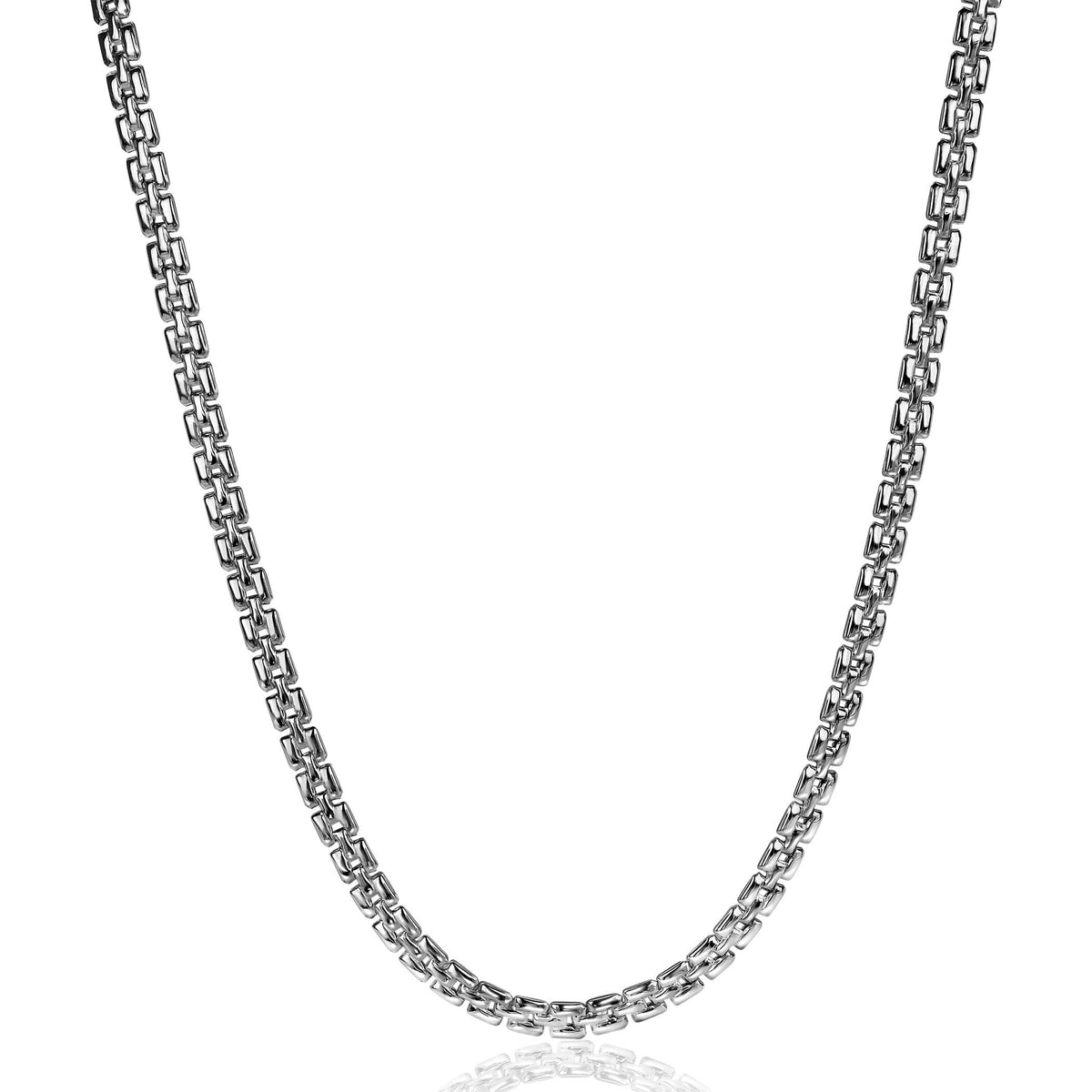 collier en argent avec maillons en forme de carré